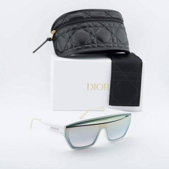 Dior DIORCLUB M7U 51A5 Shield Sunglasses - White/Mirror main image 12
